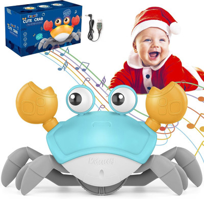 KIDOLOGY Interactive Crawling Crab Toy for Babies | LED Lights, Music & Rechargeable Fun(Multicolor)