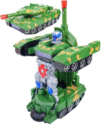 Aganta Electronic Robot Tank Deformation Robot Toy with Light Music and Bump Function(Green)