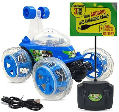 Kid Kraze Ben10 Rechargeable Stunt Car Big Size 360 Degree Rotating Remote Control (Green)(Blue)