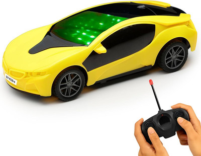 BHARDWAJ Rechargeable Remote Control 3D LED Light Fast Modern Car Toy and Gift for Kids(Yellow)