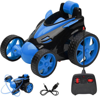 planettoy Electric Stunt Car Remote Control 360 Rotating Action and Light Blue Pack of 1(Multicolor)