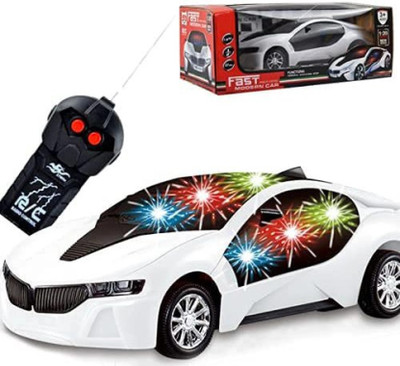 Tenmar Wireless Remote Control Fast Modern Car With 3D Light (White)(White)