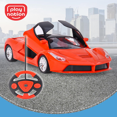 Play Nation 1:16 Scale Remote Control Racing Car with Openable Door & Recharge Battery(Red)