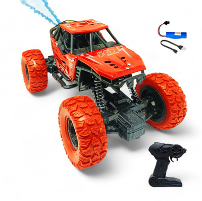 FANSEEKART Best Big Size Remote Rock Crawler Car with Metal Body, with Mist Spray Effect_35(Red)