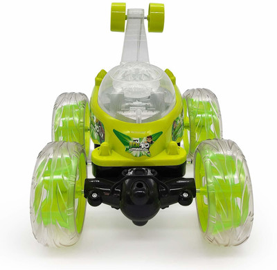 HRENTERPRISE Remote Control Rechargable Acrobatic 360 Degree Twisting Stunt Car for Kids(Green)