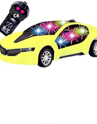 Tenmar Wireless Remote Control Fast Modern Car With 3D Light CAR_RC_YLW9 (Yellow)(Multicolor)