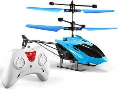 pc traders RC Helicopter with Hand Gravity Sensor, Flying Toy with 3D Light & Safety Sensor(Blue, Black)