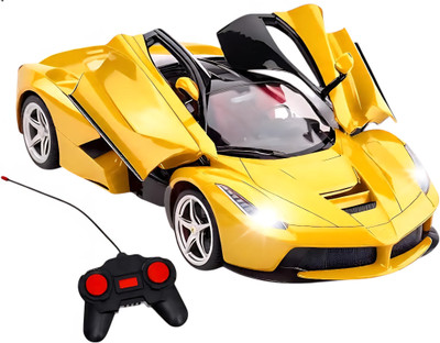 TOYACHI Rechargeable Remote Control Sports Car with Openable Doors & Lights62(Yellow)