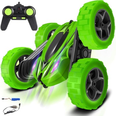 Pepstter RC Car Years 4WD Remote Control Car Double Sided Stunt for Boys(Green)