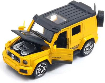Storex G Wagon Metal Toy Car - yellow Diecast with Open Doors & Pull back(for kids, yellow pack off 1)