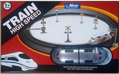 SellRider High Speed Bullet Train Toy with Track Set & Signal Battery Operated Train Set(Silver)