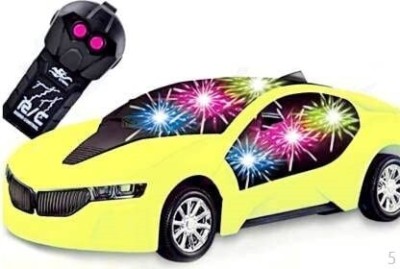 RG TRADERS New Fast RC 2 Function 3D Mini Remote Control Racing Car for Kids 5(Yellow)