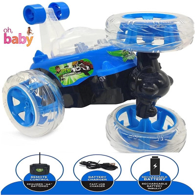 RSA enterprises 360 Degree Stunt Car Rechargeable with 3D Lighting and Music for Kids(Blue)
