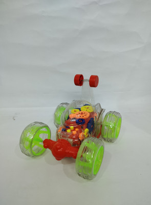 GoodsHub Remote Control Rechargeable Gear Stunt Car With LED Lights & Music(Red, Light Green)