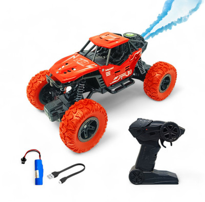 FANSEEKART Best Big Size Remote Rock Crawler Car with Metal Body, with Mist Spray Effect_76(Red)