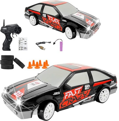 Bestie Toys RC Drift Car 1:24 RC Car 15km/h 4WD with Lights, Batteries, RC Car Gift for 6 8(Multicolor)