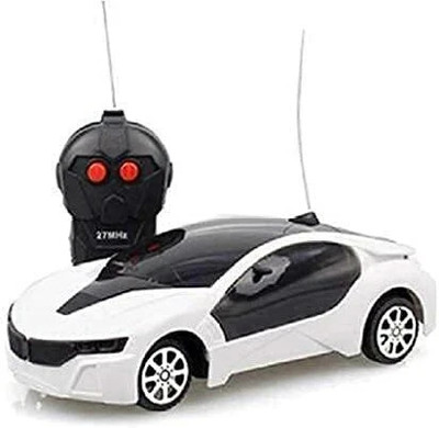 HK Toys Remote Control Fast Modern Racing Car with 3D Light Go Forward, Backward, Stop(White)
