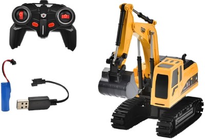 IndusBay 6 Channel Rechargeable RC Excavator with Working Diecast Boom and Demo Mode(Yellow)