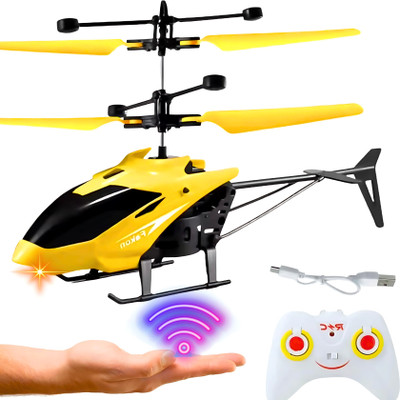 JRCLUB Remote Control Flying Helicopter Toys with Hand Sensor, Charging USB, 3D Light(Yellow)