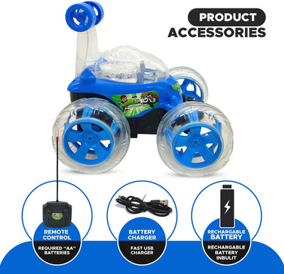 D Plus B10-360 Degrees Rotating Wheels Ben Ten Stunt Car with Colorful 3D Lights &Music(Multcolor)