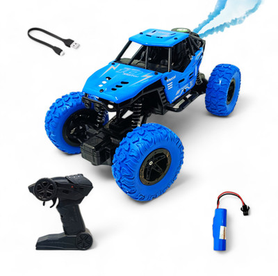ZODZE Rechargeable Remote Control Rock Crawler Car with Metal Body and Mist Effect_M9(Blue)