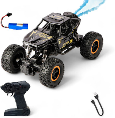 Aavkar creation Remote Control Metal Car for Kids with Mist Smoke Monster Truck rock crawler_AR4(Black)