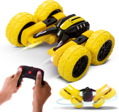 baybee 1:20 Double Sided Remote Control Car for Kids 4WD Stunt RC Cars with 360 Spin(Yellow)
