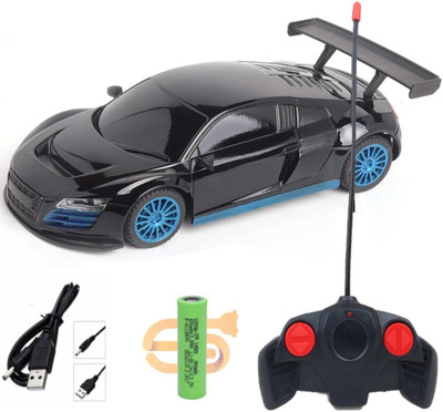 CADDLE & TOES Famous Car Remote Control 3D with LED Lights, Chargeable(Black, Headlights and Tail Lights)