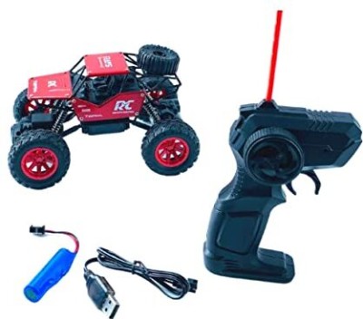Bhagwati Plastic 1:18 Rechargeable 4Wd 2.4GHz Rock Crawler Off Road R/C Car Monster Truck(Multi & Red)