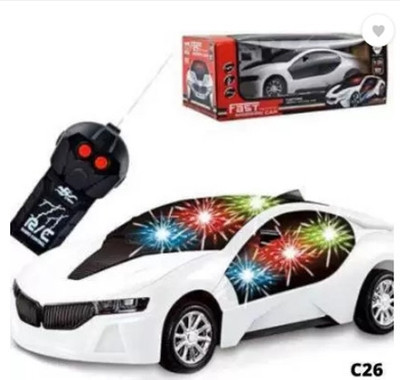 Tenmar Wireless Remote Control Fast Modern Car With 3D Light CAR_RC17 (White)(White)