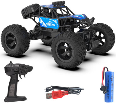 CADDLE & TOES Remote Controlled Rock Crawler RC Monster Truck, 4 Wheel Drive, 1:18 Scale(Blue, Black)