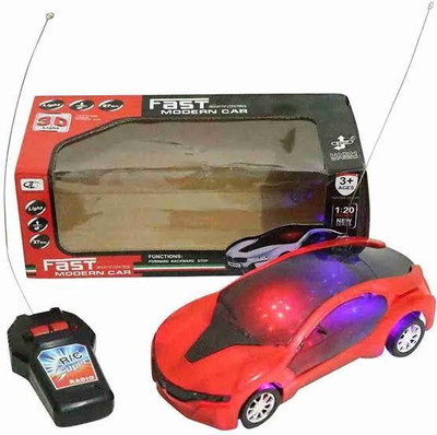 ANABIYA 3D Light Fast Speed 2 Function Remote Control Car Toy for Kids (Color May Vary)(Multicolor)