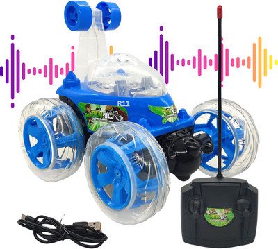 BMT BEN-10 Rechargeable- Remote Control 360 Degree Rotating Stunt CAR for Kids B11(Blue)