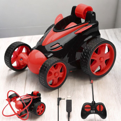 Just97 Rechargeable 360° Rotating & Rolling Small Stunt Car for Kids_M799(Red)