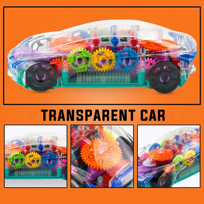 JR CLUB Transparent Musical Concept Racing Car with 3D Flashing LED Lights for Kids-317(Multicolor)