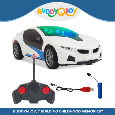 Buddynjoy 3D lighting kids high speed rechargeable remote control Car for 3+ Years(White)