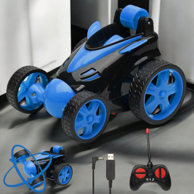 Just97 Rechargeable 360° Rotating & Rolling Small Stunt Car for Kids_M223(Blue)