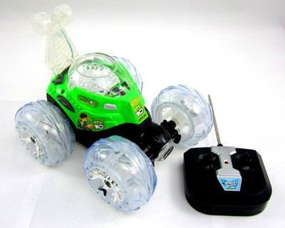 TOYACHI Rechargeable Remote Control 360 Degree Rotating Stunt Car for Kids M111(Green)