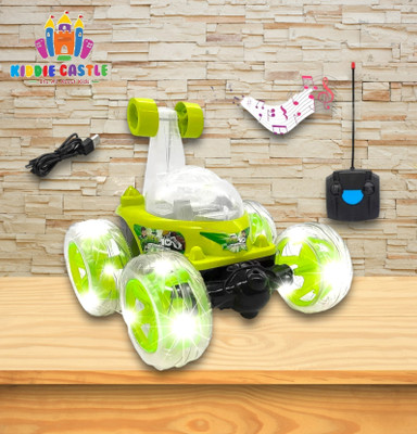 Kiddie Castle Kids Rechargeable Remote Control 360 degree plastic rolling stunt car with Music & Lights(Multicolor)