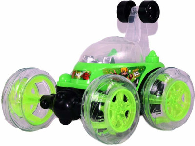 Toodles NEW_Rechargeable Remote Control 360 Degree Rotating Stunt Car for Kids M73(Green)