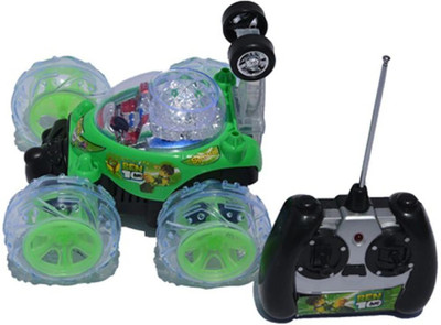 JOYWHIZ Rechargeable Remote Control 360 Degree Rotating Stunt Car for Kids M84(Green)