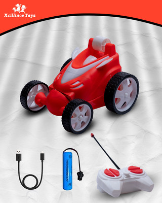 HouseOfCommon Presents-RC Stunt Vehicle 360°Rotating Rolling Radio Control Electric Race Car,(Red)