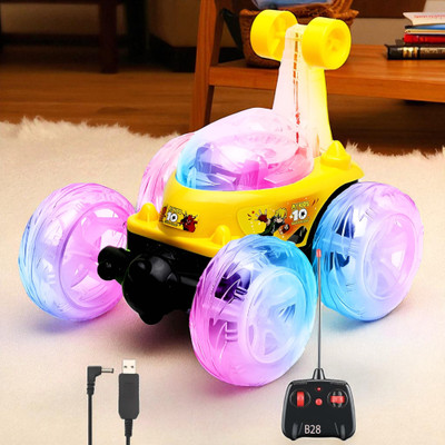 Mahi Zone Rechargeable Remote Control 360 Degree Stunt Car Music & Lights for Kids_M726(Yellow)