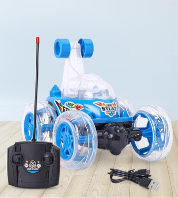 JOYWHIZ 360 Degree Rotation Remote Control Stunt Car, Musical with 3D Lighting Kids Toy(Blue)
