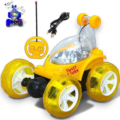 Gurukrupa Guru krupa's 360 Rotation Stunt Car Toy with 3D Light and Music, Rechargeable(Yellow)
