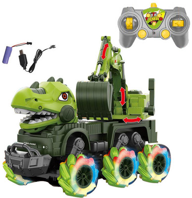 ASYZZ YJ-078-2 Dino Remote Control Excavator Car(Green / Blue)