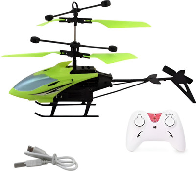 Mahim Trader Jet in Air Rechargeable Remote Control Helicopter with LED Lights & Hand Sensor(Green)