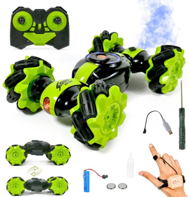 zhirk Rc Stunt Car Double Sided Rotating Off Road 2.4Ghz with with Gesture Sensing(Green)