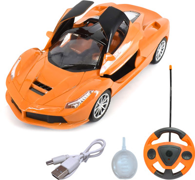 Toy DEKHO Remote Control Rechargeable Car Toy High-Speed Racing with LED Lights(Orange)