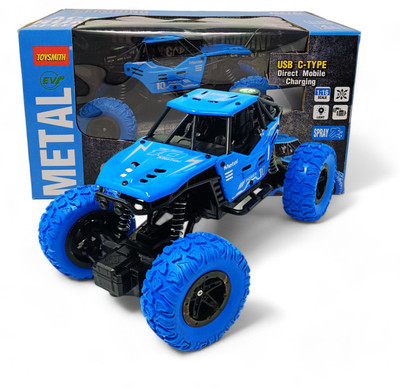 ZODZE Metal Body Rechargeable Remote Control Rock Crawler Car for kids_C3(Blue)